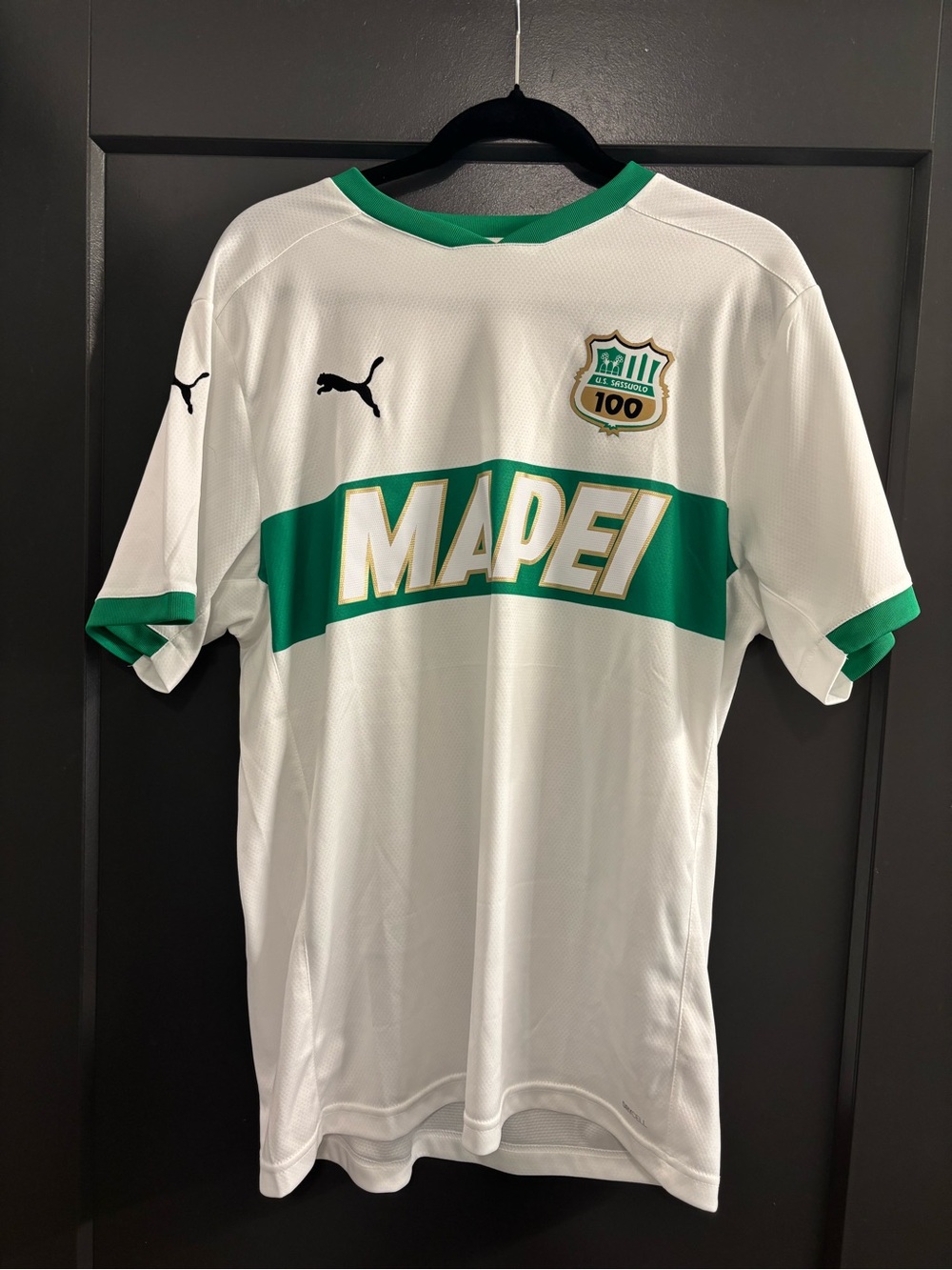 Italian Serie A Saussuolo Soccer Jersey 100th Anniversary. Very good condition.
